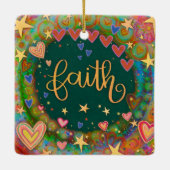 Fun Floral Faith Hübsch Heart Inspirivity Keramikornament (Rückseite)