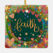 Fun Floral Faith Hübsch Heart Inspirivity Keramikornament (Vorderseite)