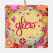 Fun Floral Gelbes Glühen ermutigend Inspirivity Keramikornament (Vorderseite)