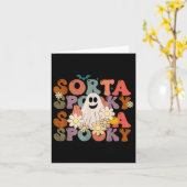 Fun Floral Ghost Halloween Fall Pumpkin Retro Sort Karte (Gelbe Blume)