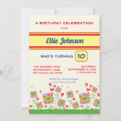 Fun Floral Girly Niedliche individuelle Nummer Geb Einladung (Vorderseite)