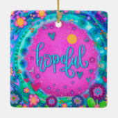 Fun Floral hoffnungsvoll rosa Hübsches Herz Inspir Keramikornament (Rückseite)