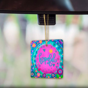 Fun Floral hoffnungsvoll rosa Hübsches Herz Inspir Keramikornament