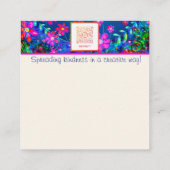 Fun Floral Hope Inspirational Kindcards Quadratische Visitenkarte (Rückseite)