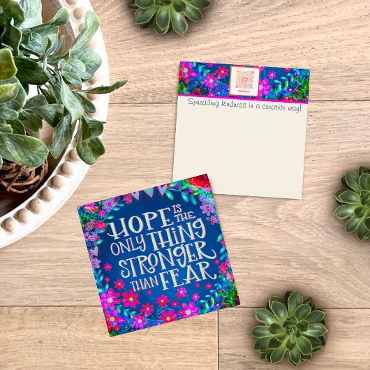 Fun Floral Hope Inspirational Kindcards Quadratische Visitenkarte