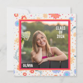 Fun Floral Inspirivity Abschluss Foto Custom Einladung (Rückseite)