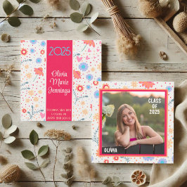 Fun Floral Inspirivity Abschluss Foto Custom Einladung