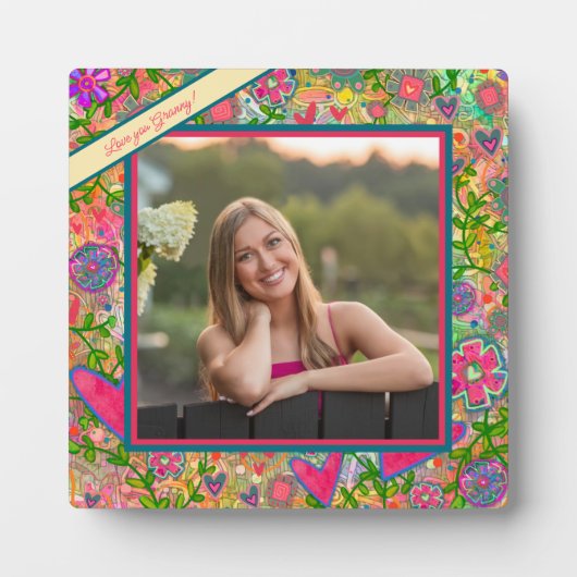 Fun Floral Liebe Hört Foto-Nachricht Fotoplatte (Vorderseite)