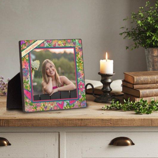 Fun Floral Liebe Hört Foto-Nachricht Fotoplatte