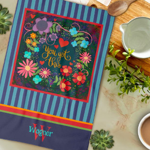 Fun Floral Sie Got diesen ersten Zitat Name Geschirrtuch