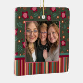 Fun Floral Stripe Custom Foto zwei Seiten Keramikornament (Rechts)