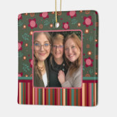 Fun Floral Stripe Custom Foto zwei Seiten Keramikornament (Links)