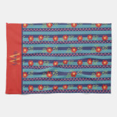 Fun Floral Stripe Stylish Custom Erstname Geschirrtuch (Horizontal)