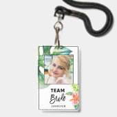 Fun Floral Tropical Team Bridge Junggeselinnen-Abs Ausweis (Vorderseite mit Lanyard)