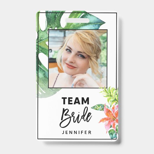 Fun Floral Tropical Team Bridge Junggeselinnen-Abs Ausweis (Vorderseite)