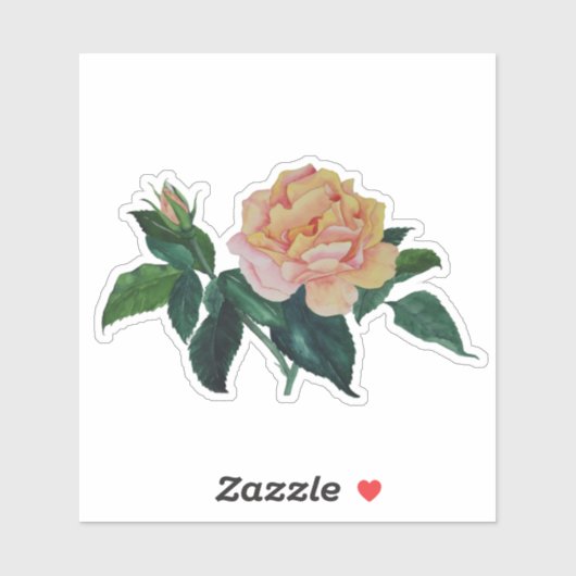 Fun Floral Watercolor Peace Rose Gift Sticker (Blatt)