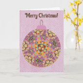 Fun Floral Weihnachts-Ornament-Karte in Rosa Karte (Gelbe Blume)