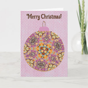Fun Floral Weihnachts-Ornament-Karte in Rosa Karte