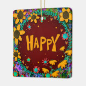 Fun Floral Yellow Daisy Happy Inspirivity Keramikornament (Links)