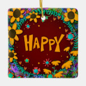 Fun Floral Yellow Daisy Happy Inspirivity Keramikornament (Vorderseite)