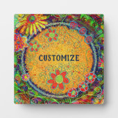 Fun Floral Yellow Whimsical ONE WORD Plaque Fotoplatte (Vorderseite)