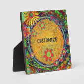 Fun Floral Yellow Whimsical ONE WORD Plaque Fotoplatte (Vorderseite)