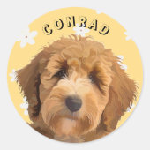 Fun florale Labradoodle Aufkleber Niedlich Retro D (Vorderseite)