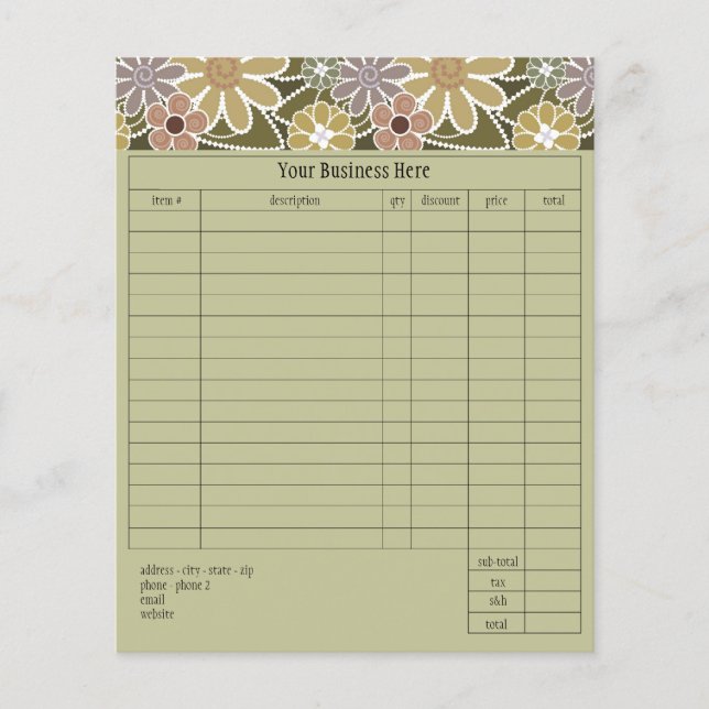 Fun Florals Small Order Form (Vorderseite)