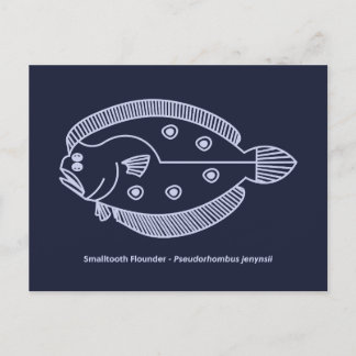 Fun Flounder Fisch im Licht Lila auf Deepest Blue Postkarte
