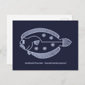 Fun Flounder Fisch im Licht Lila auf Deepest Blue Postkarte (Vorne/Hinten)