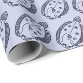 Fun Flounder Fisch in Deepest Blue on Light Lila Geschenkpapier (Rolleneckpunkt)