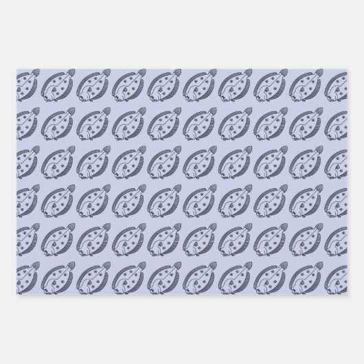 Fun Flounder Fisch in Deepest Blue on Light Lila Geschenkpapier Set (Vorderseite 3)