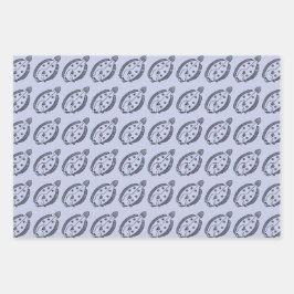 Fun Flounder Fisch in Deepest Blue on Light Lila Geschenkpapier Set