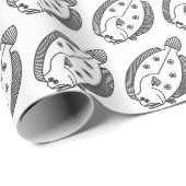Fun Flounder Fisch in Schwarz und Weiß Geschenkpapier (Rolleneckpunkt)