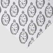 Fun Flounder Fisch in Schwarz und Weiß Seidenpapier (Detail)