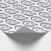 Fun Flounder Fisch in tiefblau und weiß Geschenkpapier (Ecke)