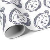 Fun Flounder Fisch in tiefblau und weiß Geschenkpapier (Rolleneckpunkt)