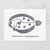 Fun Flounder Fisch in tiefblau und weiß Postkarte (Vorderseite)