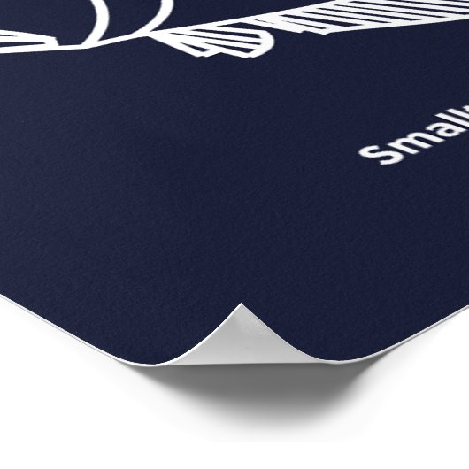 Fun Flounder Fisch in Weiß am tiefsten Blau Poster (Ecke)