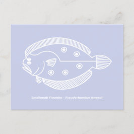 Fun Flounder Fisch in Weiß auf Lila Postkarte