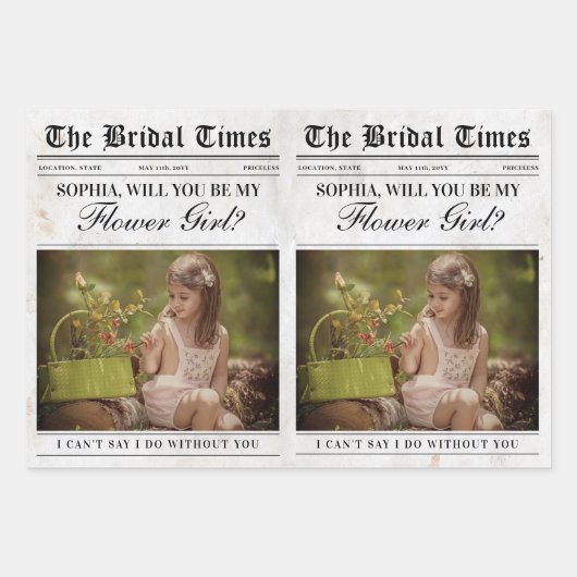 Fun Flower Girl Vorschlag Zeitung Blume Bouquet Geschenkpapier Set (Vorderseite 2)