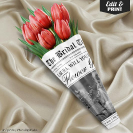 Fun Flower Girl Vorschlag Zeitung Blume Bouquet Geschenkpapier Set