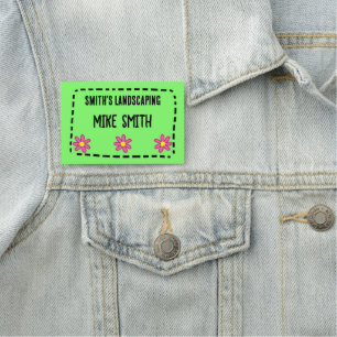 Fun Flowers Green Name Badge Namensschild