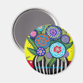 Fun Folk Art Blume Magnet (Vorderseite/Rückseite)