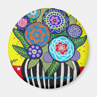 Fun Folk Art Blume Magnet