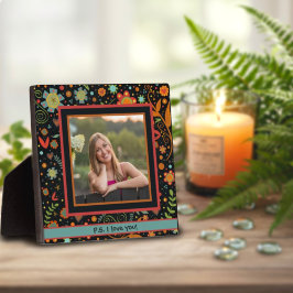 Fun Folk Floral Niedliches Foto Kundenspezifische  Fotoplatte