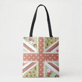 Fun Folk Quilt Britische Union Jack Blume braun Tasche