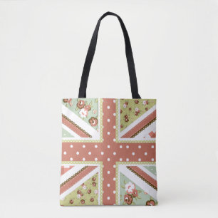 Fun Folk Quilt Britische Union Jack Blume braun Tasche