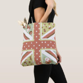 Fun Folk Quilt Britische Union Jack Blume braun Tasche (Von Nahem)