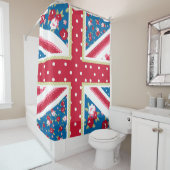 Fun Folk Quilt Britische Union Jack Blume Duschvorhang (Beispiel)